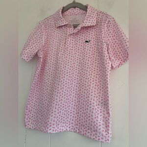 Vineyard Vines Performance Sankaty Polo Pink Burgers Fries Whale Size 6